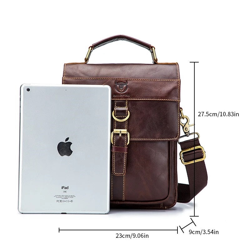 Herren Leder-Schultertasche, Retro Business Umhängetasche,
