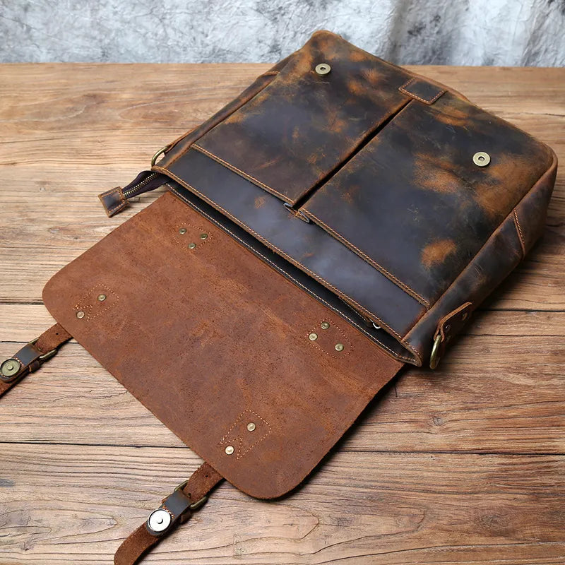 Retro-Herrentasche aus Leder der oberen Schicht für lässige Schulter-Umhängetasche