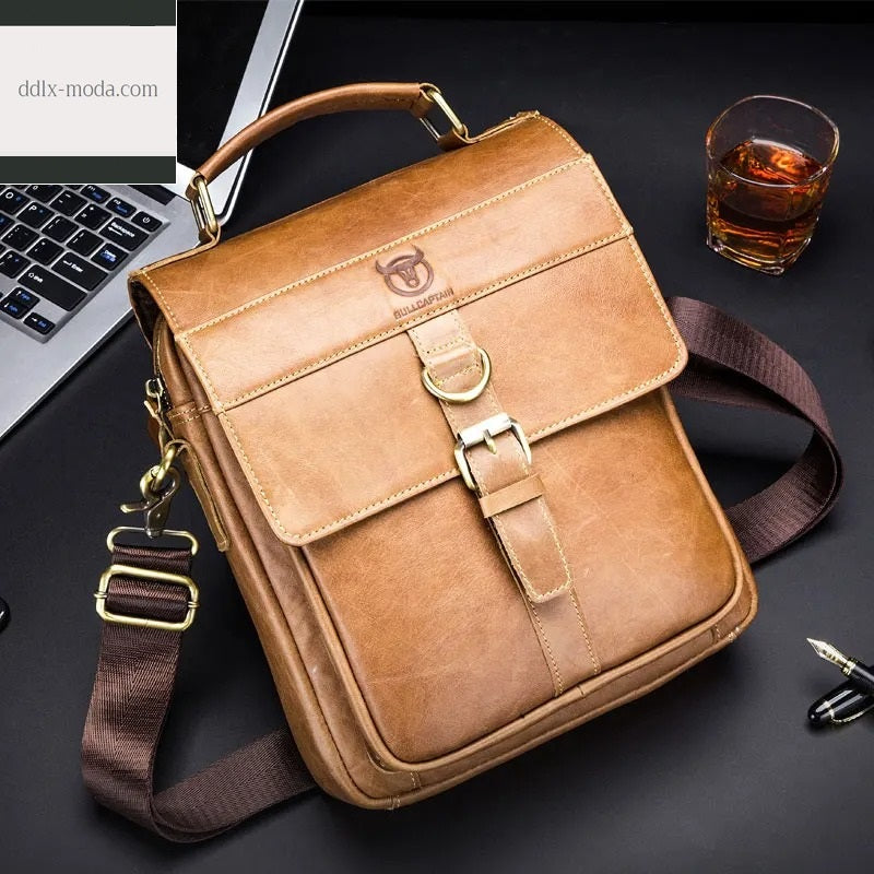 Herren Leder-Schultertasche, Retro Business Umhängetasche,