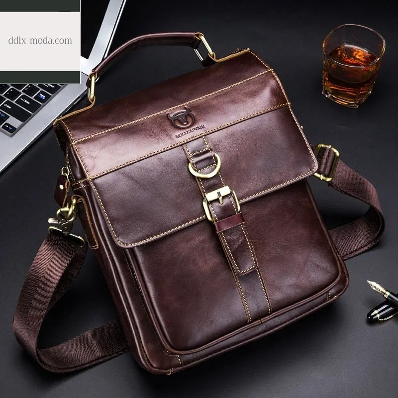 Herren Leder-Schultertasche, Retro Business Umhängetasche,