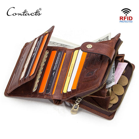 Y Genuine Leather RFID Vintage Wallet Men