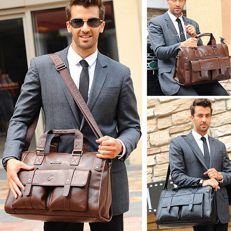 Mittlere Herren-Business-Handtasche aus Leder.