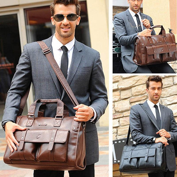 Large Men Leather Business Handbag